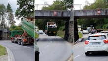 Camionista mostra como consegue passar numa ponte baixa