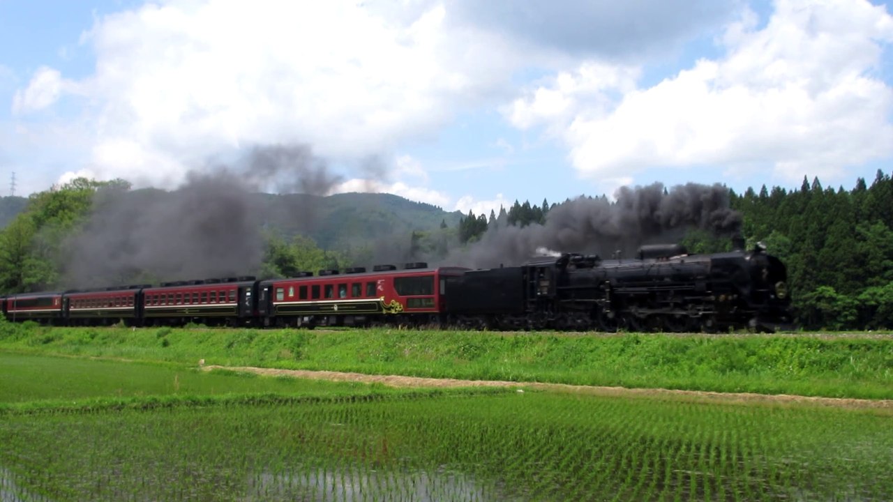 Locomotive à vapeur japonaise C61-20 avec le train SL Monogatari Go près Yamato / Japanese steam locomotive on the Banetsu-West line