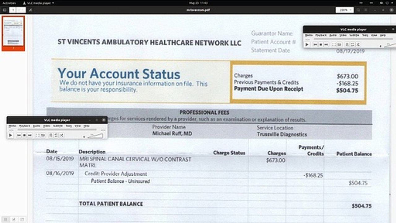 St Vincents Primary Care Northside Medical Trussville MRI Bill