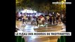 Depuis plusieurs jours, les Champs-Elysées à Paris sont envahis par les rodéos à trottinettes électriques sous gaz hilarant - VIDEO