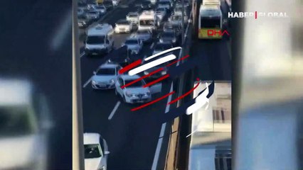 Merter'de D-100 trafiğini durdurdu, kediyi kurtardı!