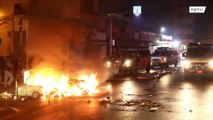 Ruas de Jaffa em chamas durante confronto com a polícia e manifestantes
