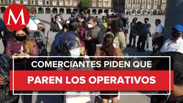 Comerciantes del Centro Histórico protestan en Zócalo de CdMx