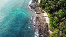 Drone view of beautiful rocky coast