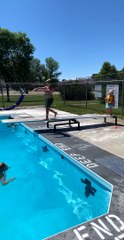 Brave Little Girl Practices Her Dives