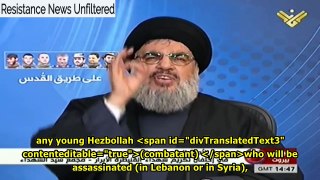 Nasrallah: we will strike Israel every time one of our fighters is assassinated in Lebanon or Syria