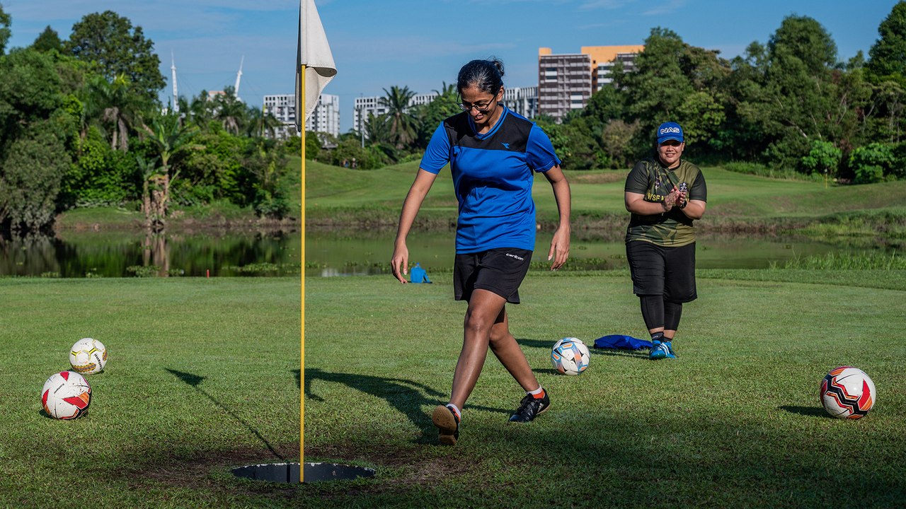 Leave the golf club at home and tee off with your feet for footgolf
