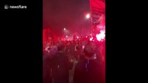 Liverpool fans turn city red with flares after Premier League trophy ceremony