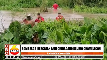 Bomberos rescatan a un ciudadano del Rio Chamelecón