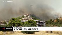 شاهد.. 250 رجل إطفاء و10 مروحيات لإطفاء حريق في غابة صنوبر باليونان
