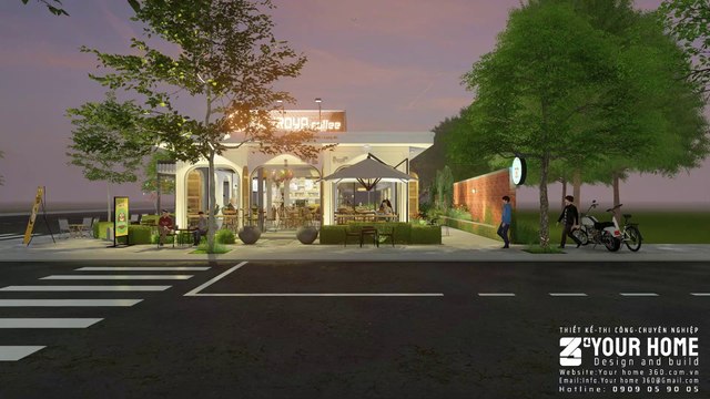 THIẾT KẾ QUÁN CAFE ĐẸP SOYROYA COFFEE TẠI LONG AN 300m2