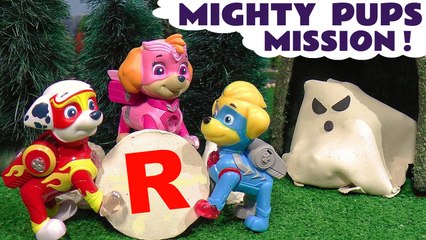Paw Patrol Mighty Pups Guess the Ghost Spooky Challenge with Disney Cars McQueen and DC Comics Batman in this Learn English Family Friendly Full Episode English Toy Story For Kids