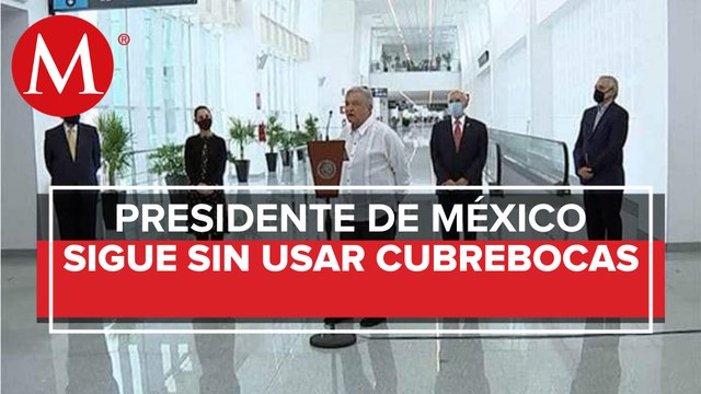 AMLO no usa cubrebocas al inaugurar obras de la Terminal 2