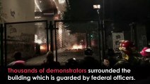 Portland Protesters launch fireworks at federal courthouse