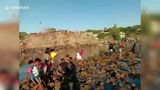 Giant 75ft long whale carcass washes ashore in Indonesia