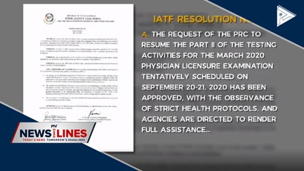 IATF OKs physician licensure examination in September