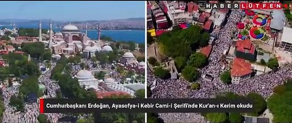 Turkish President Recep Tayyip Erdogan arrives at Hagia Sophia to attend Friday prayers