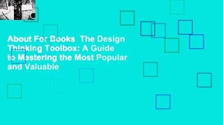 About For Books  The Design Thinking Toolbox: A Guide to Mastering the Most Popular and Valuable