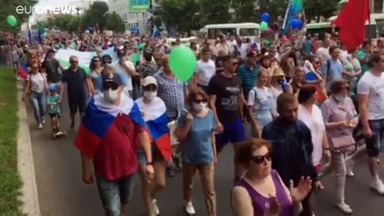 На улицы Хабаровска вновь вышли тысячи протестующих