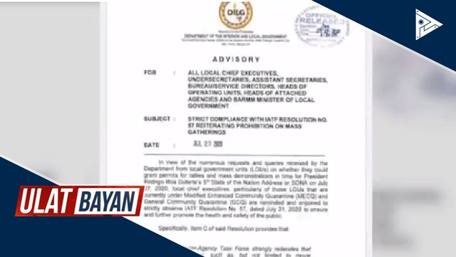 DILG, nanindigan na bawal ang kilos-protesta sa SONA ni Pres. #Duterte