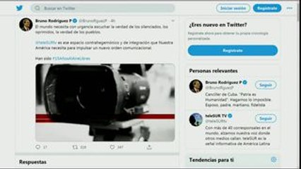 Canciller de Cuba felicita a teleSUR por sus 15 años al aire