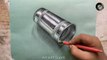Drawing Drinking Glass of Steel (3D) | Realistic Pencil Shading | Art with Suprit