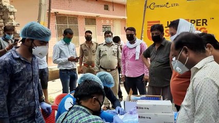 स्वस्थ विभाग की टीम द्वारा कोविड-19  जांच के लिए लगाया केम्प