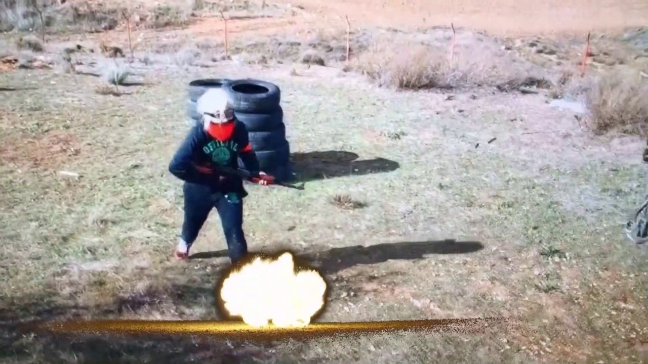 Airsoft Wars on an Airsoft Battlefield filmed by a Drone