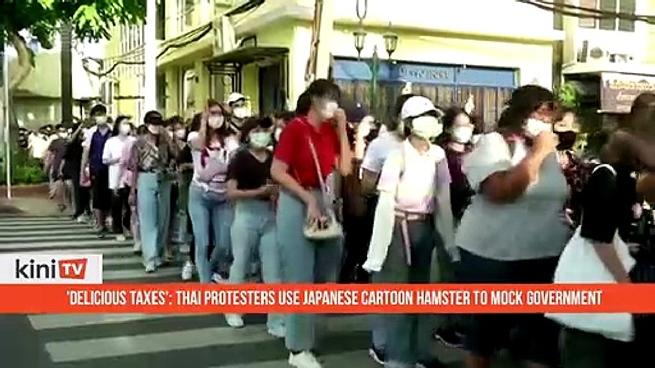 'Delicious taxes'- Thai protesters use Japanese cartoon hamster to mock government