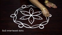 creative kolam, designs with 5 dots, - beautiful rangoli art designs, - dots muggulu designs