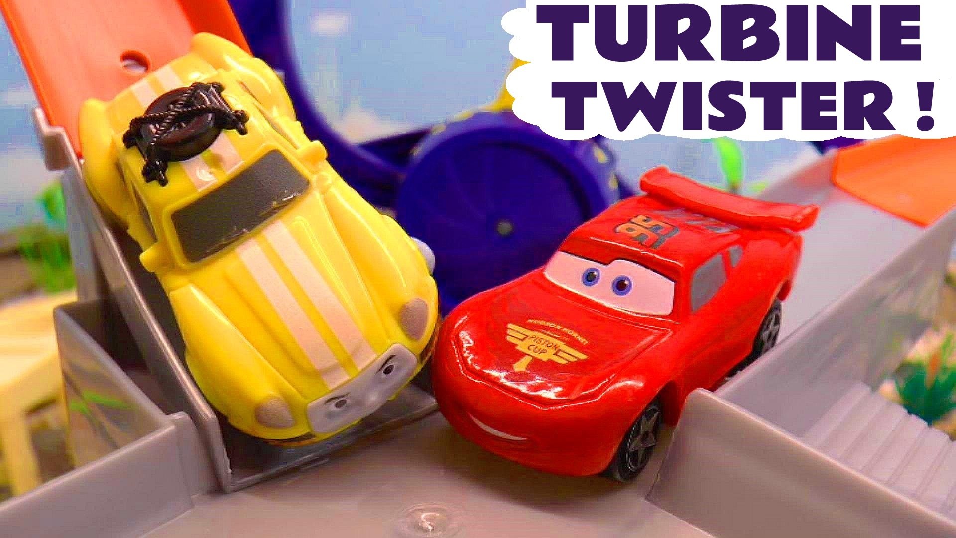 Hot Wheels Turbine Twister with Disney Pixar Cars 3 Lightning McQueen  versus PJ Masks and DC Comics Batman and Marvel Superheroes in this Family  Friendly Full Episode English Toy Story for Kids