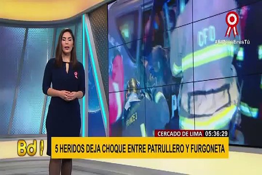 Cercado de Lima: choque entre patrullero y furgoneta deja al menos 8 heridos