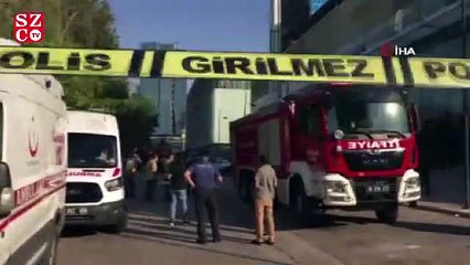 Ankara’da iş merkezi yangını! Binanın parçaları yayaların üzerine yağdı
