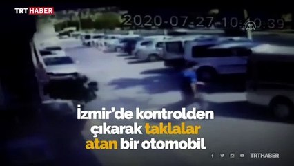 İzmir'de defalarca takla atan otomobil 8 araca çarptı