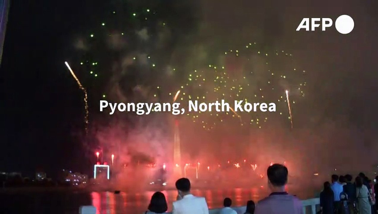 Fireworks over Pyongyang on Korean War armistice anniversary