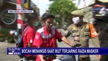 Terjaring Razia Masker, Seorang Bocah Menangis Hingga Ditenangkan Petugas