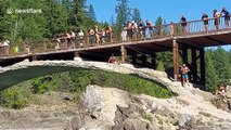 Man pulled to safety after knocking himself out jumping from bridge in Montana's Rocky Mountains