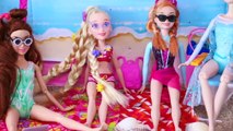 Barbie Girl, Rapunzel Baby Dolls Swimming Pool Beach Toys!