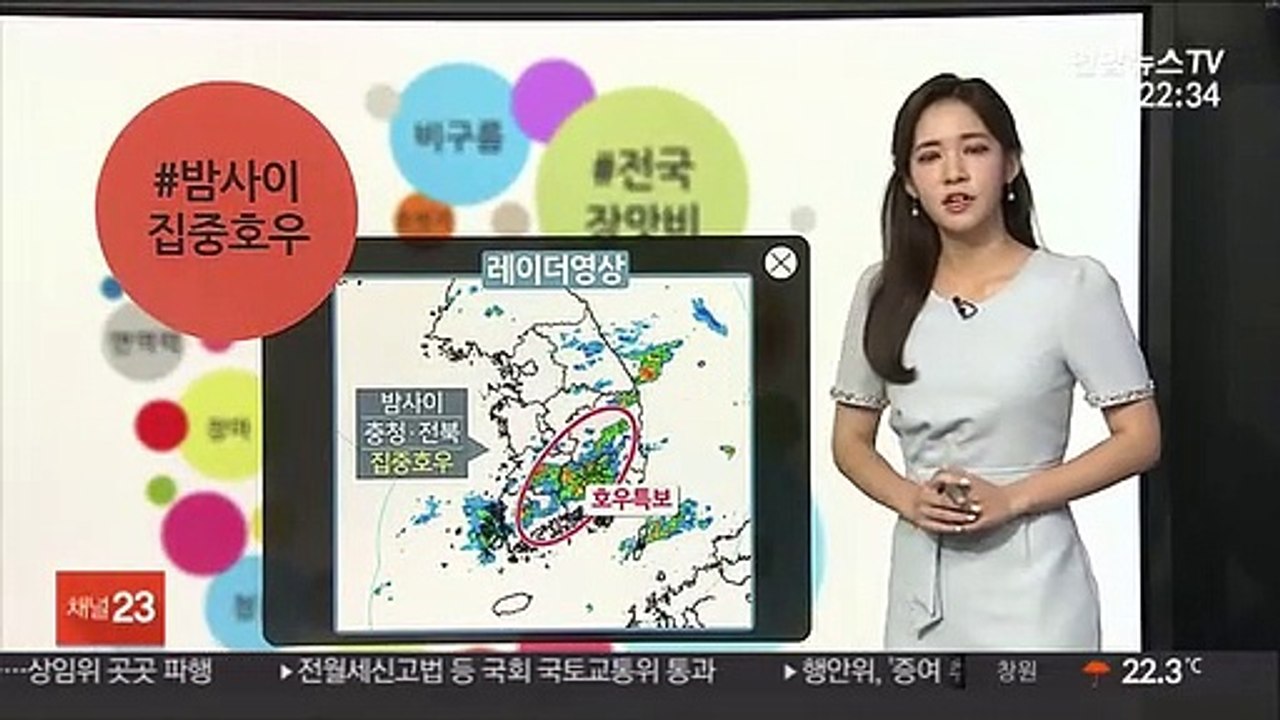 [날씨트리] 밤사이 충청·전북 강한 비…최고 200㎜ 호우