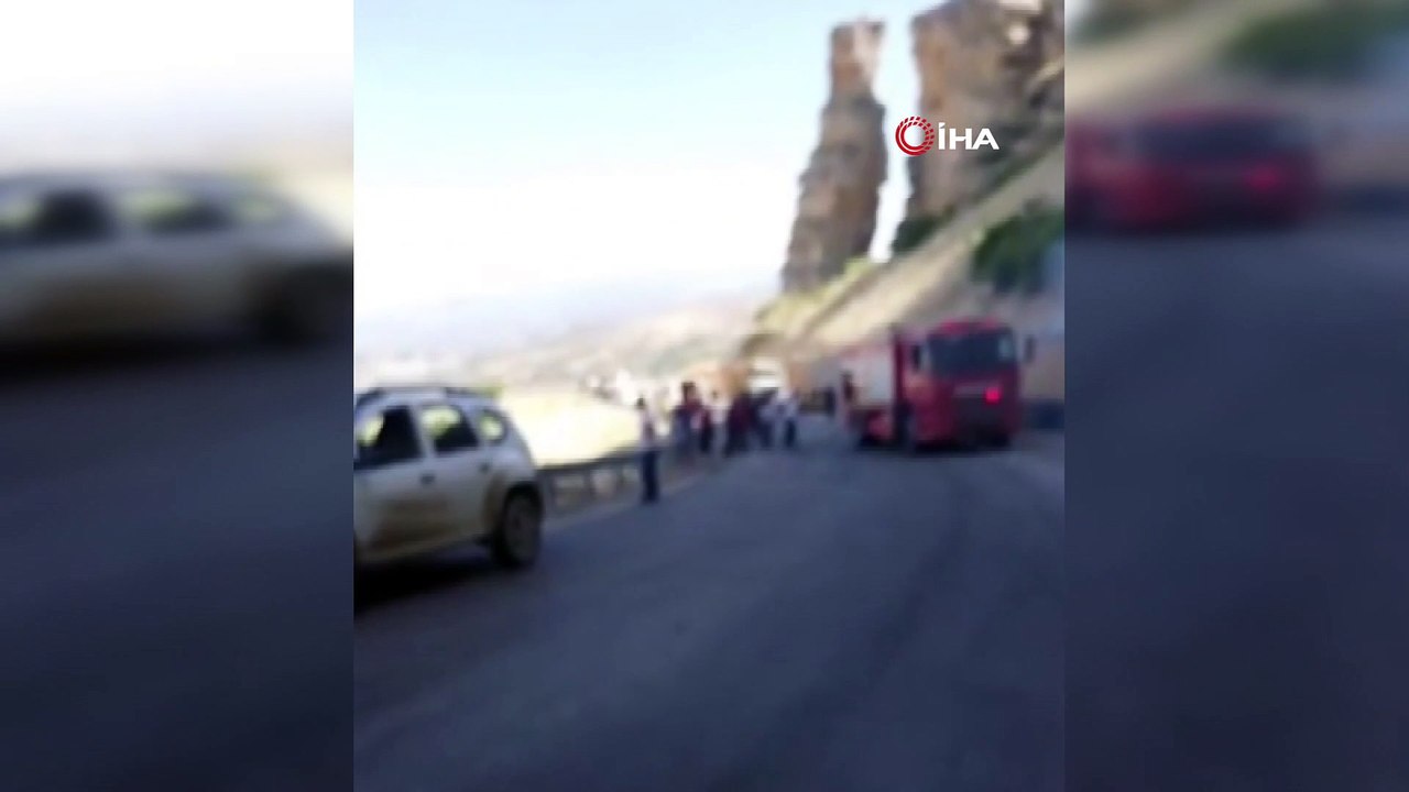 İstinat duvarına çarpan kamyonun sürücüsü yanarak can verdi