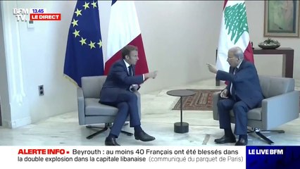 Скачать видео: Beyrouth: Emmanuel Macron rencontre le président libanais Michel Aoun