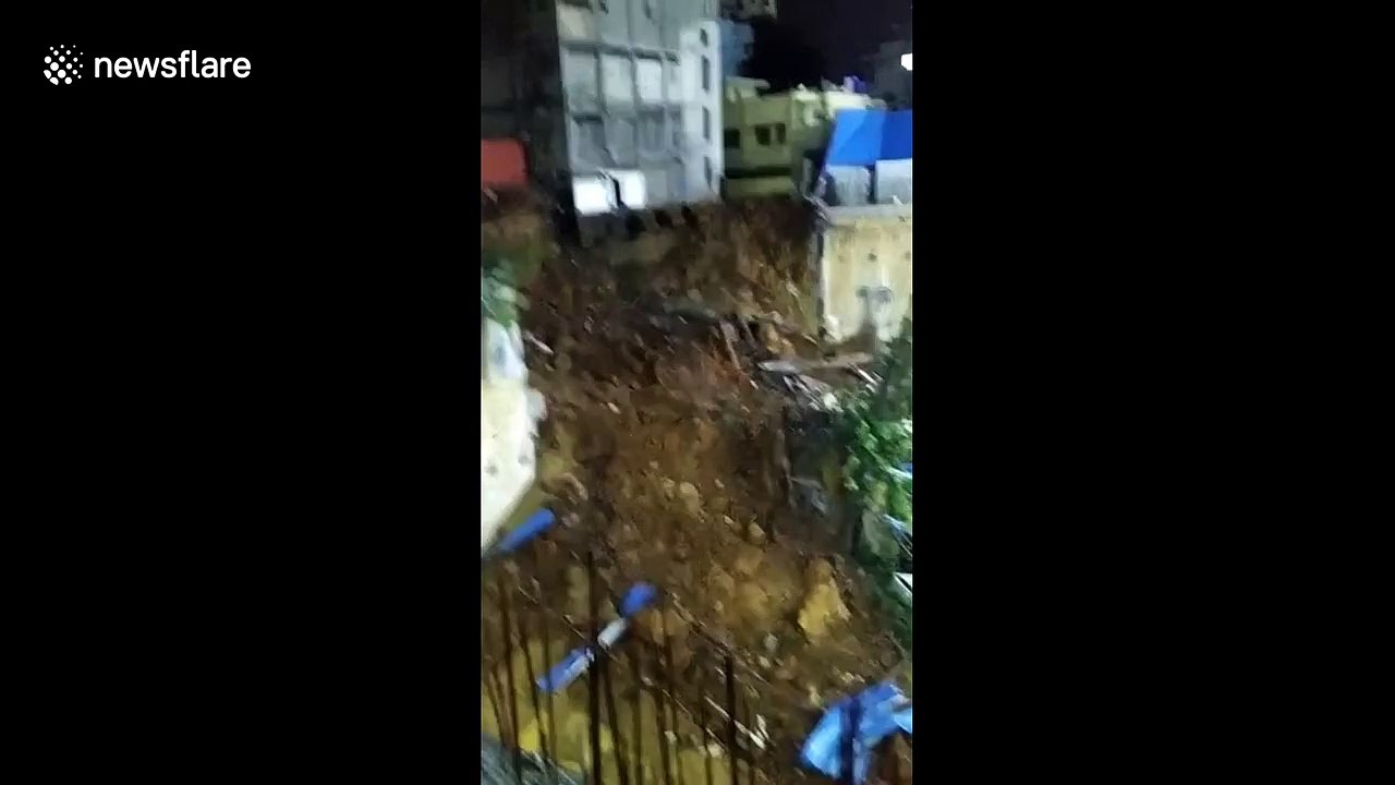 Dramatic moment three-storey building collapses in Bangalore, India ...