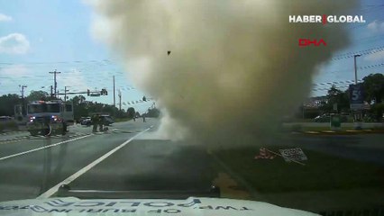 ABD'de kaza yapan sürücü, araç patlamadan önce böyle kurtarıldı