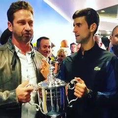 US Open - Novak Djokovic e Gerard Butler festeggiano insieme al grido di "Questa Ã¨ Sparta!"