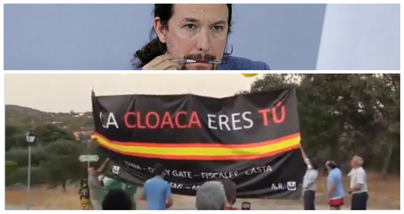 Los vecinos de Galapagar se hartan de Iglesias y se plantan delante de su casoplón con un contudente pancartón