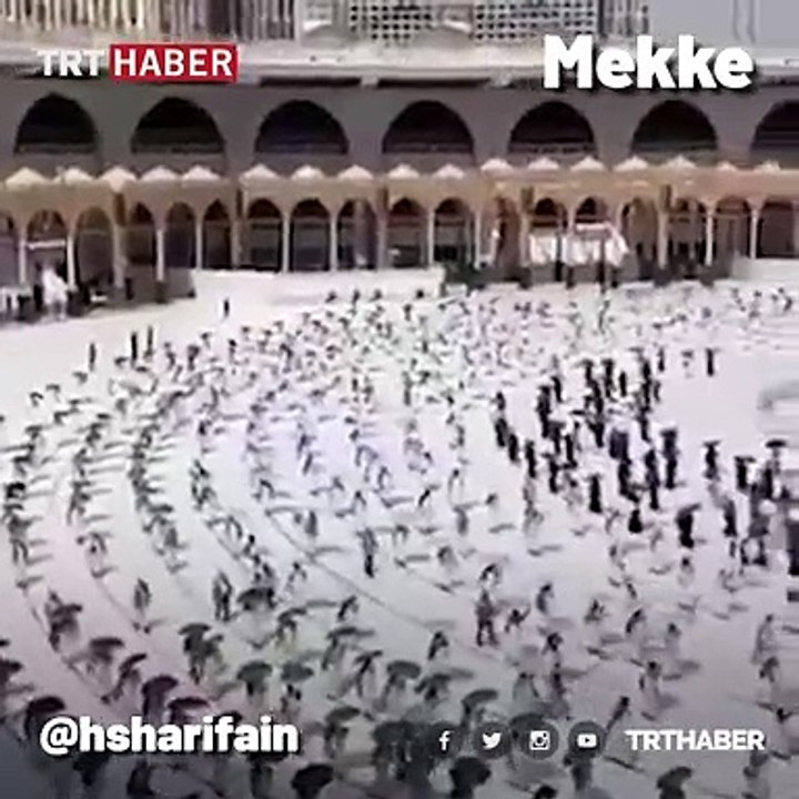 Hacı adayları koronavirüs tedbirleri altında Kabe'yi tavaf ediyor