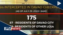 Nasa 175 LSIs, naharang sa entry points sa Davao City; mga LSI na taga-Davao, isinailalim sa swab test