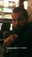 Belen a cena con Martin Castrogiovanni e Bebe Vio