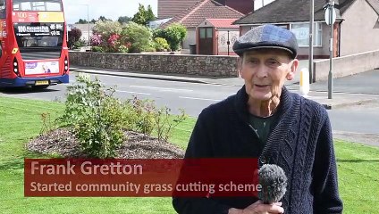 Group of villagers have been cutting the grass and tending the flowers on village green during lockdown