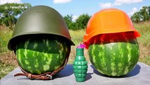 Military helmets used to protect watermelons from firecrackers in YouTuber's experiment